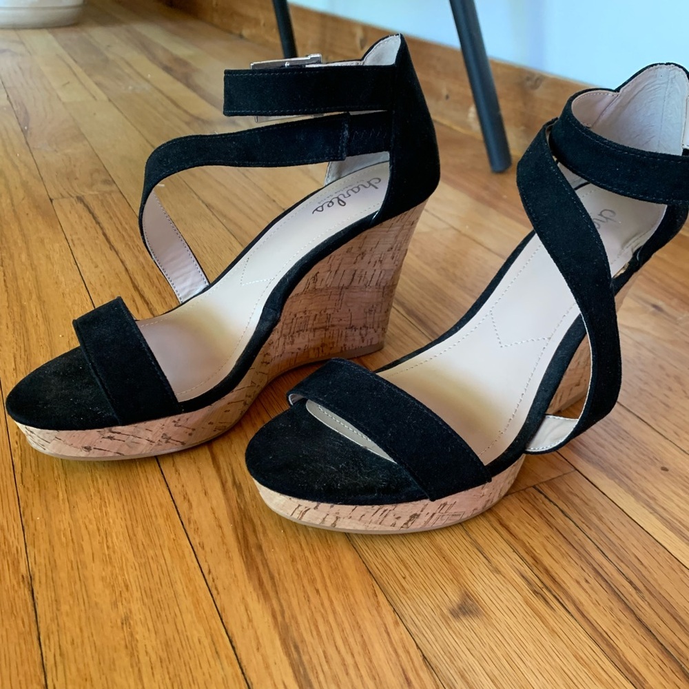 Charles by Charles David Black Wedge Sandals